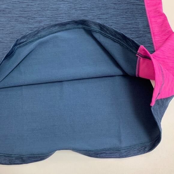 Under Armour Shirt Women L Large Navy Pink ColdGear Fitted Thumbhole Crew Raglan - Picture 9 of 14